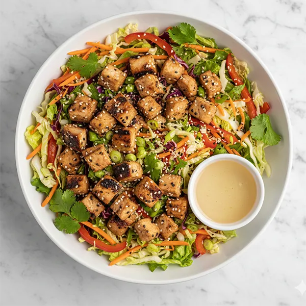 Asian Sesame Ginger Grilled Chicken Salad With Rice Vinegar Dressing
